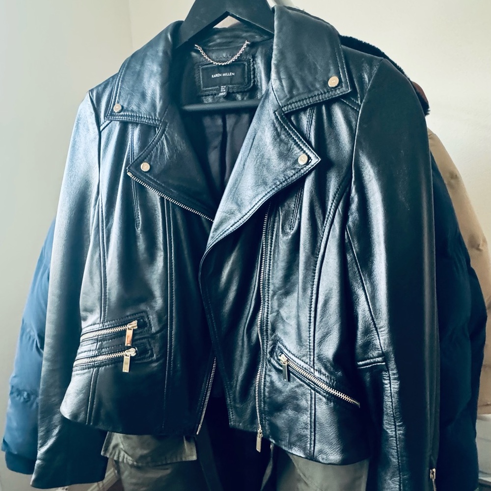 Karen Millen Leather Biker Jacket  ghw